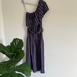 Topshop Sicily Striped One Shoulder Dress